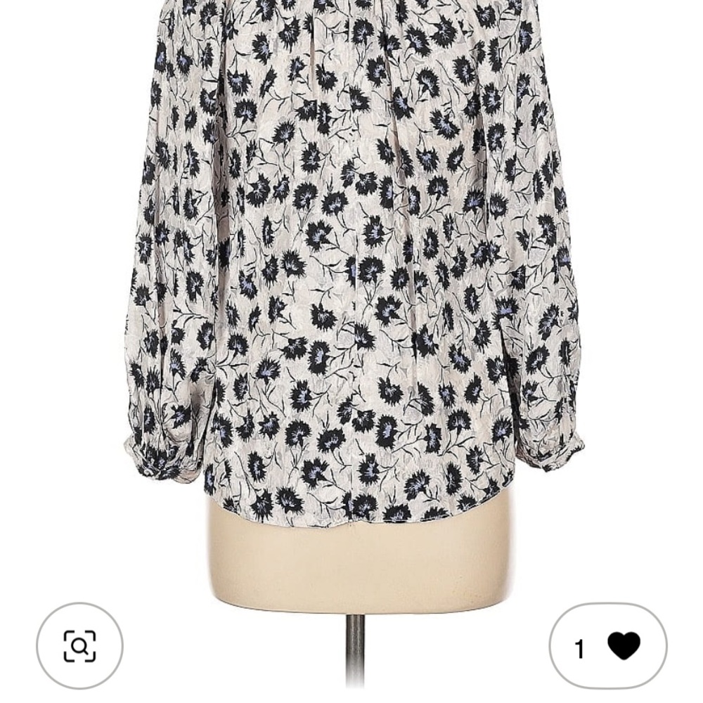 Rebecca Taylor Black and White Floral Blouse